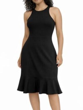Express Black Racerback Midi Dress Ruffle Hem – Size 4
